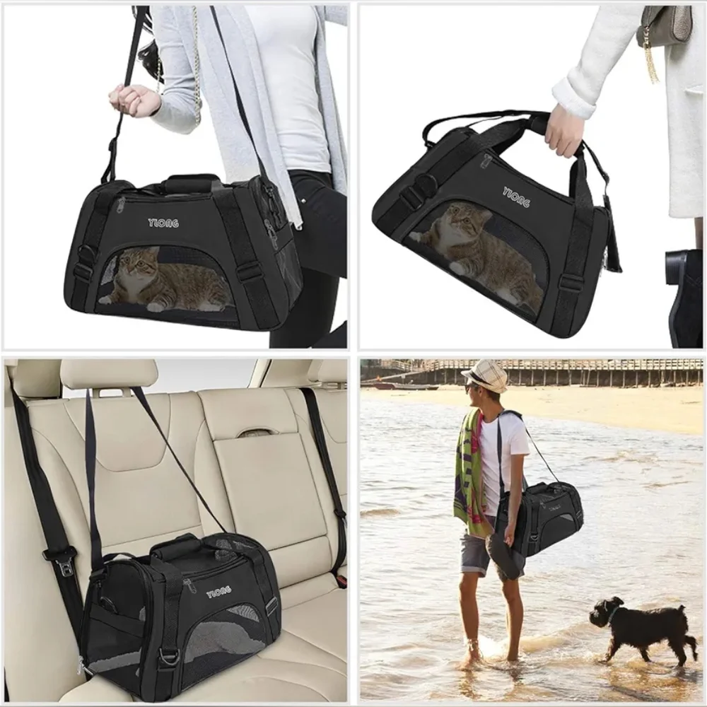 Green & Black Cat Carrier Airline Approved Pet Carrier,Soft-Sided Pet Travel Car